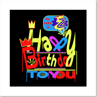 Happy Birthday Alphabet Letter (( Z )) Dazzling Creative Design Posters and Art